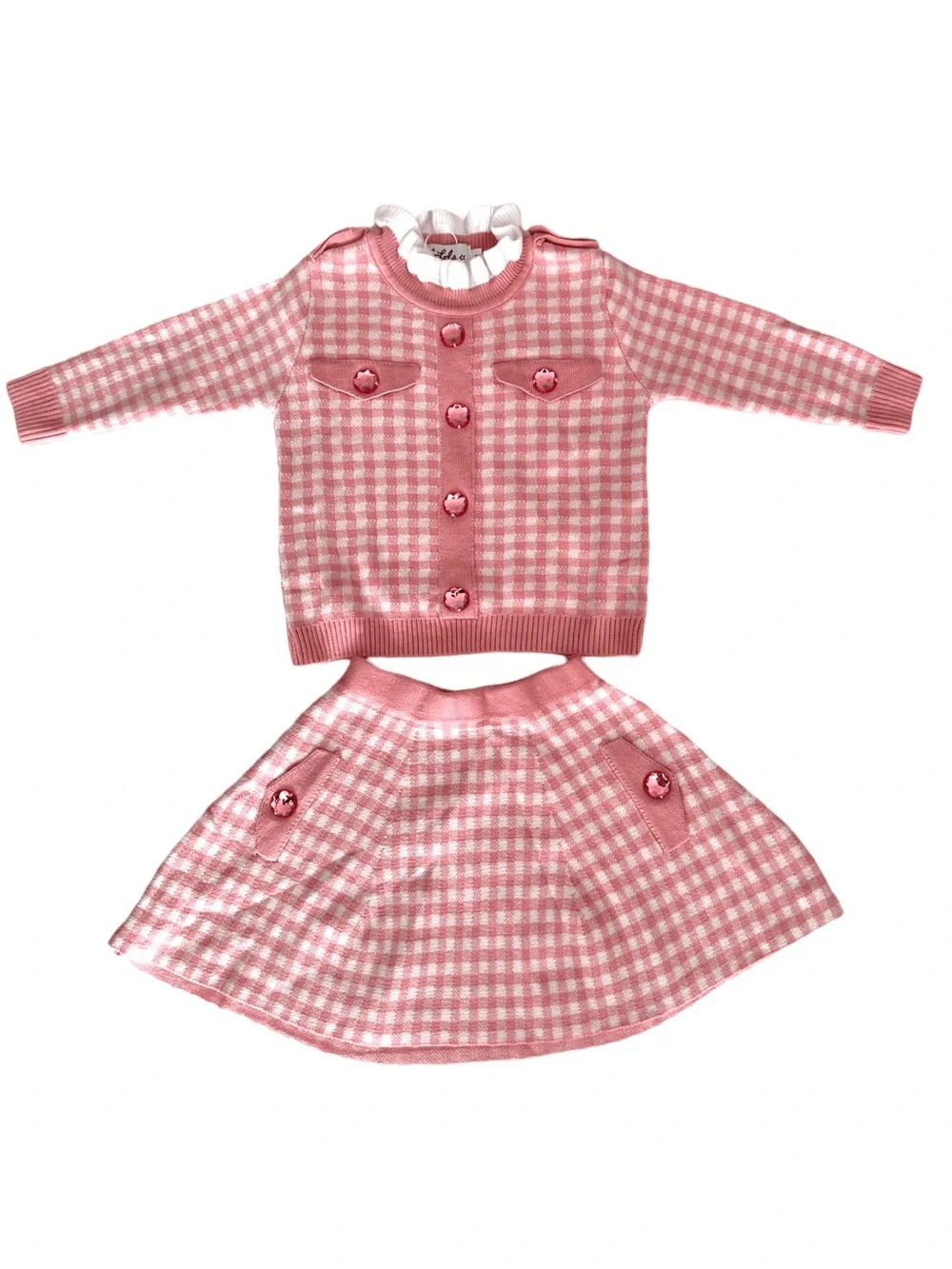 NWT Lola and the Boys Gingham Gem Sweater Set